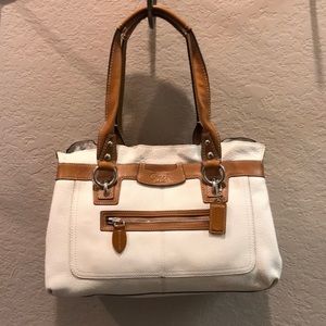 Coach NWOT Cream & Tan Satchel
